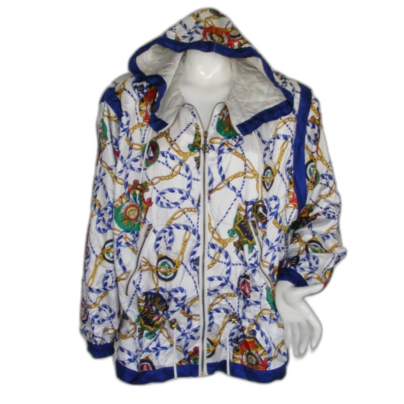 Lavon Track Jacket, M, Vintage, Nautical, Hooded, Pockets, Blue/White - Picture 1 of 15